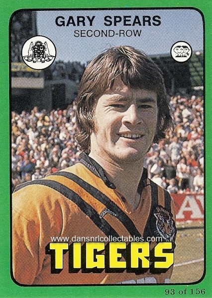 1978 Scanlens League Card 93, Gary Spears, Balmain Tigers | 6035