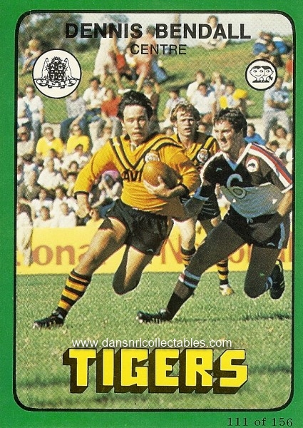 1978 Scanlens Rugby no 111, Bendall – Balmain Tigers