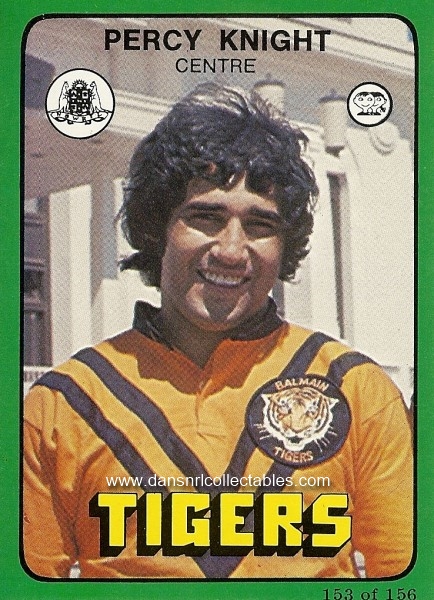 1978 Scanlens Rugby League Card no 153, Percy Knight, Balmain | 6039