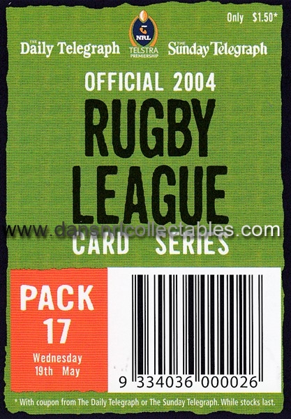 2004 Telegraph Rugby League Checklist Card, Pack 17 | 33981