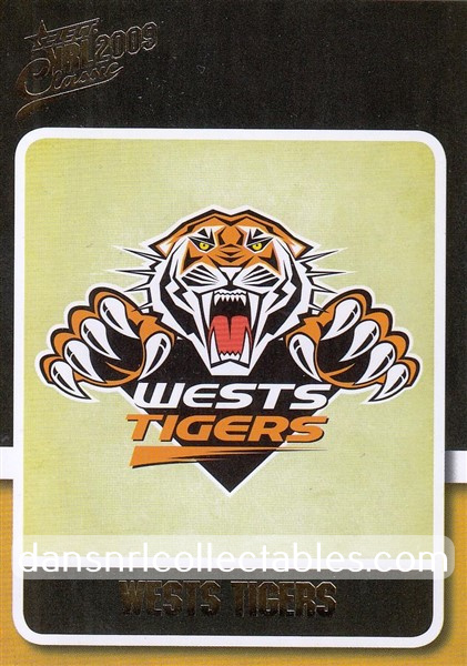 2009 NRL SELECT CLASSIC BASE CARD NO.184 LOGO CARD WESTS TIGERS 