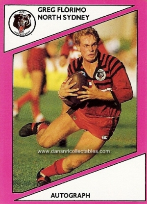 1992 NSW Rugby League REGINA Base Card 57 Greg FLORIMO North Sydney Bears 
